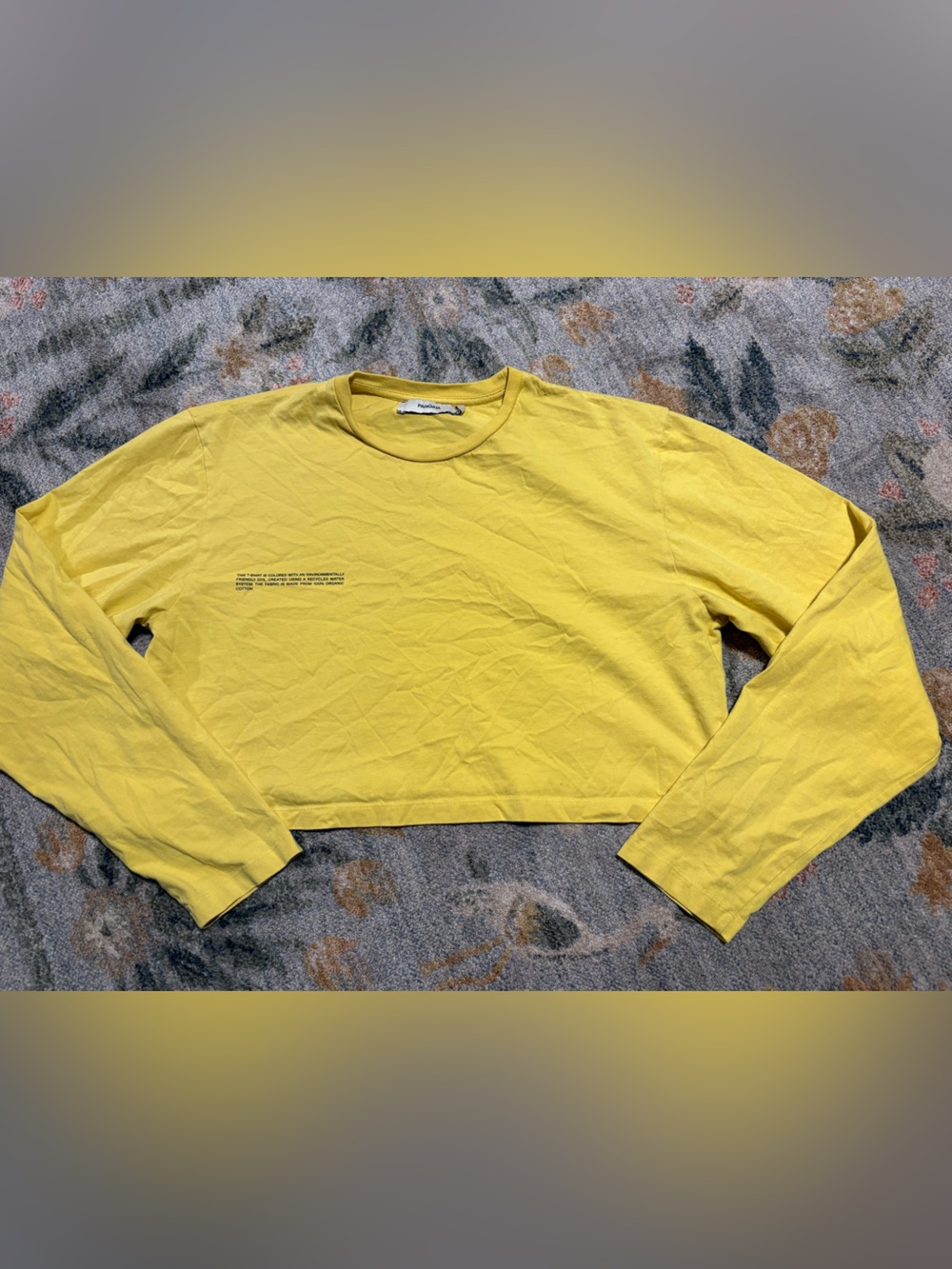 Pangaia Starfish Yellow Long Sleeve Cropped Tee Top Small